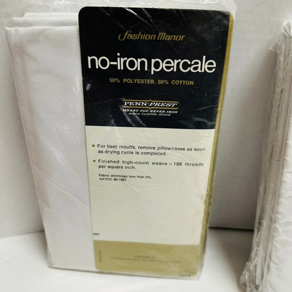 Vtg Fashion Manor No Iron Percale Queen Flat Sheet King Pillowcases NEW NOS